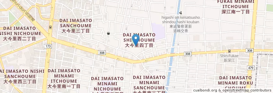 Mapa de ubicacion de 熊野幼稚園 en Japonya, 大阪府, 大阪市, 東成区.