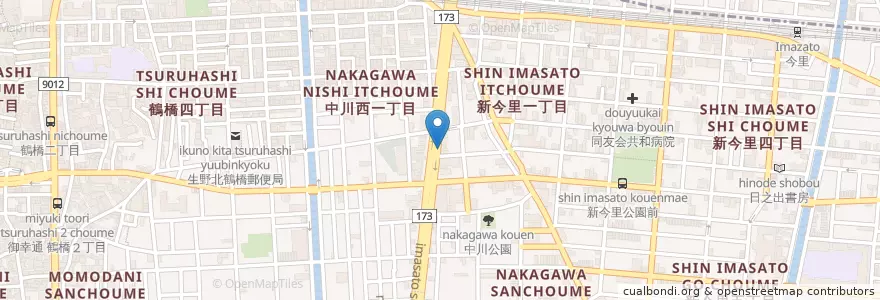 Mapa de ubicacion de 生野中川一郵便局 en ژاپن, 大阪府, 大阪市, 生野区.