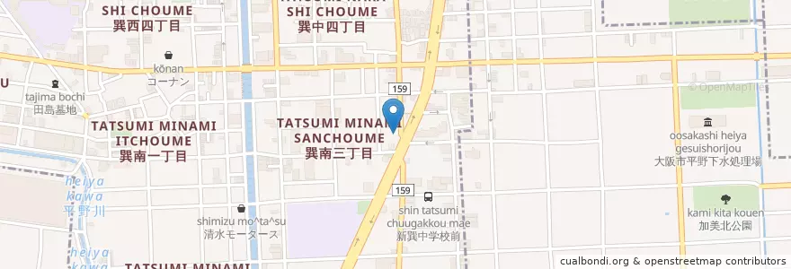 Mapa de ubicacion de 生野巽郵便局 en 日本, 大阪府, 大阪市.