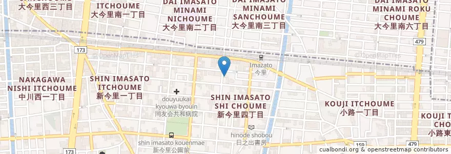 Mapa de ubicacion de 生野新今里郵便局 en 일본, 오사카부, 오사카.