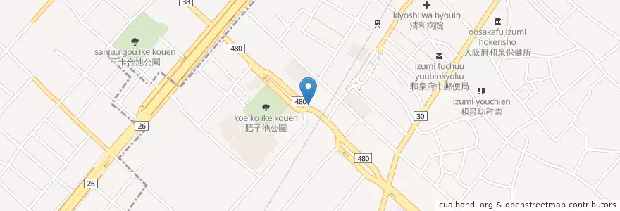 Mapa de ubicacion de 生長会府中病院 en 일본, 오사카부, 和泉市.