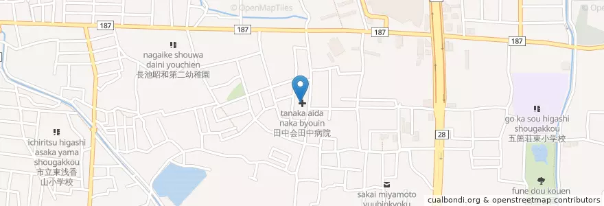 Mapa de ubicacion de 田中会田中病院 en 일본, 오사카부, 사카이시, 北区.