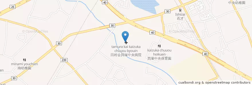 Mapa de ubicacion de 田村会貝塚中央病院 en 일본, 오사카부, 貝塚市.