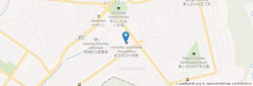Mapa de ubicacion de 町立吉川中学校 en Japan, Osaka Prefecture, Toyono County, Toyono.