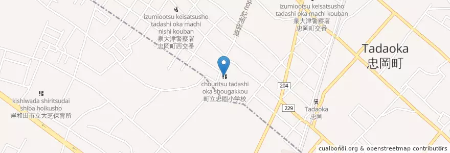 Mapa de ubicacion de 町立忠岡小学校 en Япония, Осака, 泉北郡, 忠岡町.