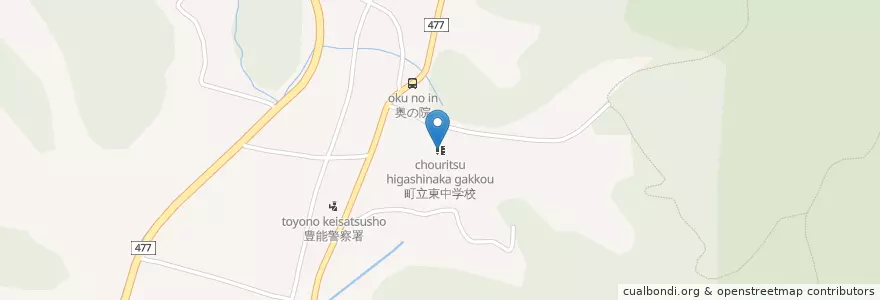 Mapa de ubicacion de 町立東中学校 en Japon, Préfecture D'Osaka, 豊能郡, 能勢町.