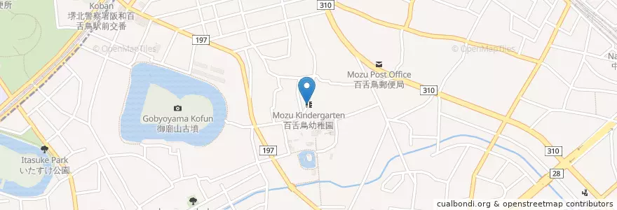 Mapa de ubicacion de 百舌鳥幼稚園 en 日本, 大阪府, 堺市, 北区.