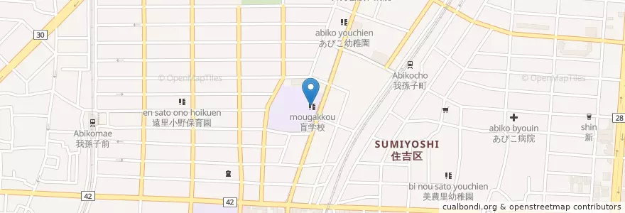 Mapa de ubicacion de 大阪府立大阪南視覚支援学校 en اليابان, أوساكا, أوساكا, 住吉区.
