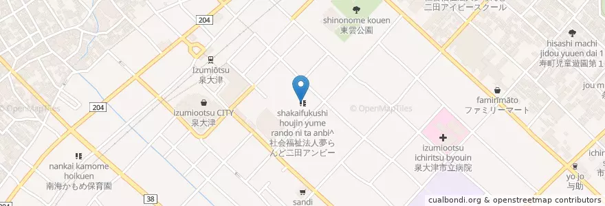 Mapa de ubicacion de 社会福祉法人夢らんど二田アンビー en ژاپن, 大阪府, 泉大津市.