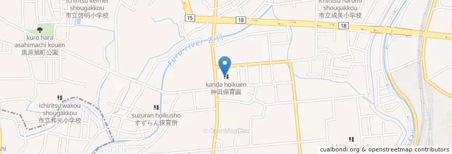 Mapa de ubicacion de 神田保育園 en Giappone, Prefettura Di Osaka, 寝屋川市.