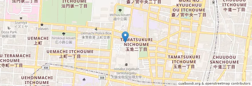 Mapa de ubicacion de 大阪女学院中学校 en Япония, Осака, 大阪市, 中央区.