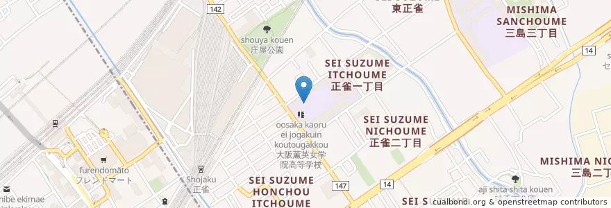 Mapa de ubicacion de 大阪薫英女学院高等学校 en 日本, 大阪府, 摂津市.