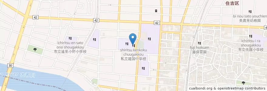 Mapa de ubicacion de 私立建国小学校 en Japan, Präfektur Osaka, 大阪市, 住吉区.
