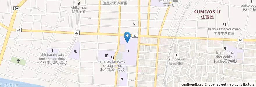 Mapa de ubicacion de 私立浪速高等学校 en Japan, Präfektur Osaka, 大阪市, 住吉区.