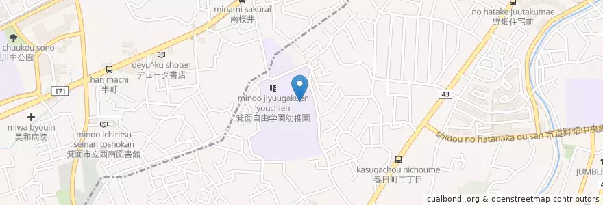 Mapa de ubicacion de 高等学校 en Japan, Osaka Prefecture, Toyonaka.