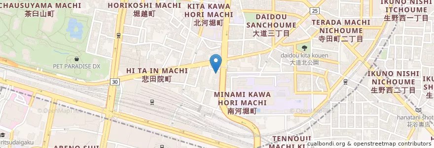 Mapa de ubicacion de 私立 YMCA 学院高等学校 en Japan, Präfektur Osaka, 大阪市, 天王寺区.