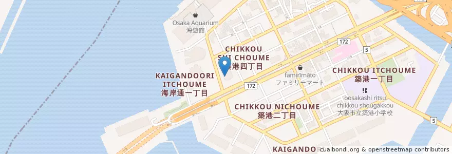 Mapa de ubicacion de 第五管区海上保安本部大阪海上保安監部 en Japón, Prefectura De Osaka, Osaka, 港区.