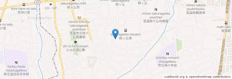 Mapa de ubicacion de 箕面市立桜ケ丘保育所 en Japón, Prefectura De Osaka, 箕面市.