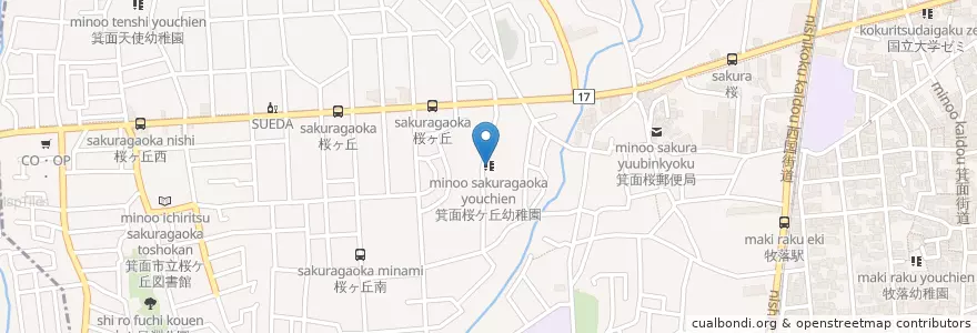 Mapa de ubicacion de 箕面桜ケ丘幼稚園 en Japón, Prefectura De Osaka, 箕面市.