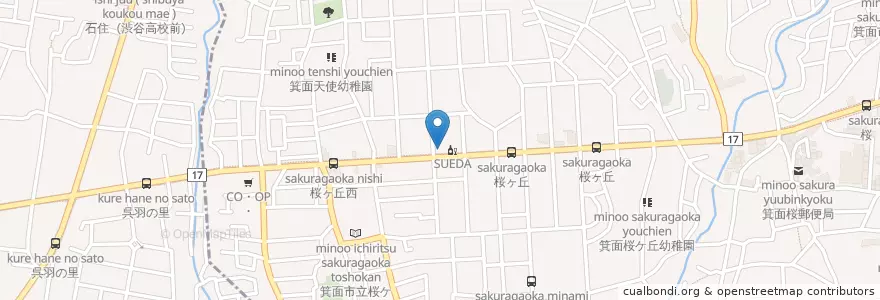 Mapa de ubicacion de 箕面警察署桜ケ丘交番 en 日本, 大阪府, 箕面市.
