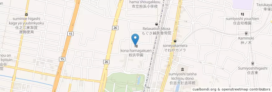 Mapa de ubicacion de 粉浜学園 en Япония, Осака, 大阪市, 住之江区.
