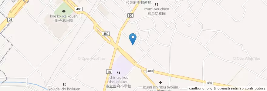 Mapa de ubicacion de 育生会奥村病院 en Japan, 大阪府, 和泉市.