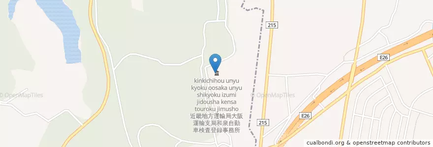 Mapa de ubicacion de 自動車検査独立行政法人近畿検査部和泉事務所 en Jepun, 大阪府, 和泉市.