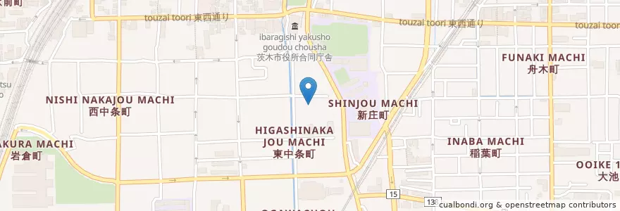 Mapa de ubicacion de たんぽぽ中条学園 en Япония, Осака, 茨木市.