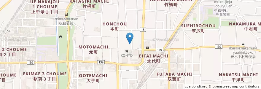 Mapa de ubicacion de 茨木高瀬郵便局 en Japan, Präfektur Osaka, 茨木市.