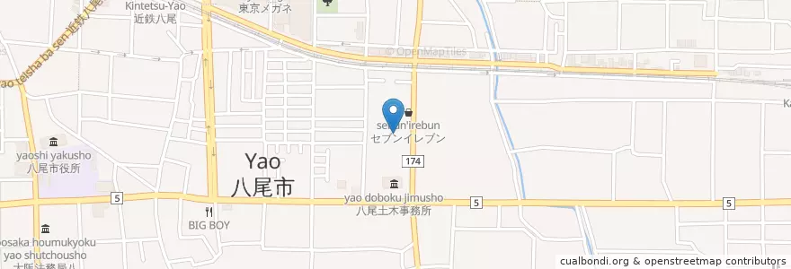 Mapa de ubicacion de 荘内保育所 en Japan, Präfektur Osaka, 八尾市.