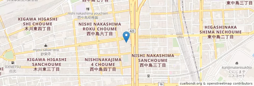 Mapa de ubicacion de 西中島南方駅前郵便局 en Japon, Préfecture D'Osaka, 大阪市, 淀川区.