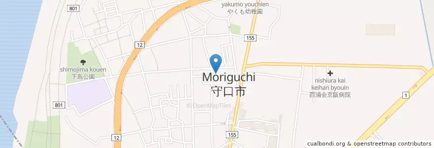 Mapa de ubicacion de 西保育所 en 日本, 大阪府, 守口市.