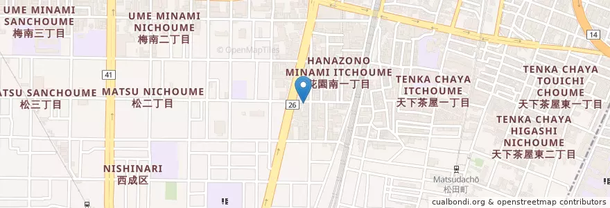 Mapa de ubicacion de 西成花園南郵便局 en Japan, 大阪府, Osaka, 西成区.