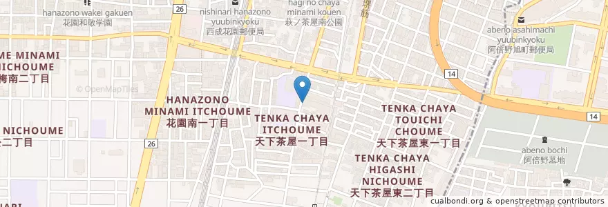 Mapa de ubicacion de 西成警察署天下茶屋北交番 en Jepun, 大阪府, 大阪市, 西成区.