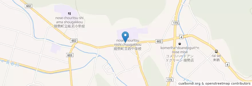 Mapa de ubicacion de 西能勢郵便局 en 日本, 大阪府, 豊能郡, 能勢町.