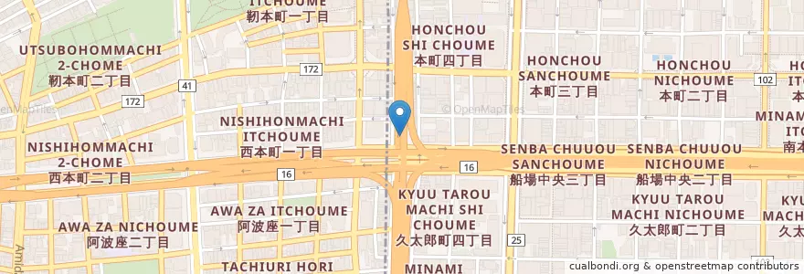 Mapa de ubicacion de 西警察署西本町交番 en 日本, 大阪府, 大阪市, 中央区.