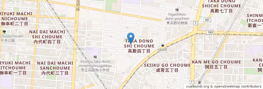 Mapa de ubicacion de 西高殿若葉幼稚園 en Japón, Prefectura De Osaka, Osaka, 旭区.