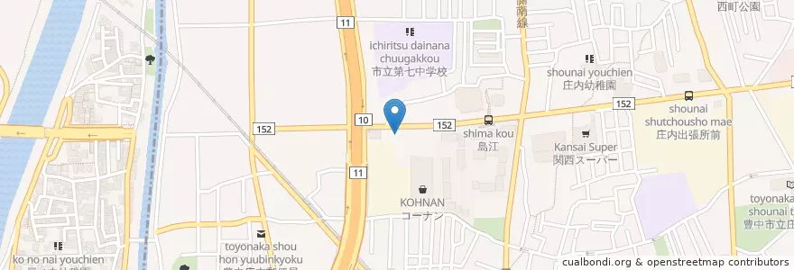 Mapa de ubicacion de 豊中南警察署島江交番 en 日本, 大阪府, 豊中市.