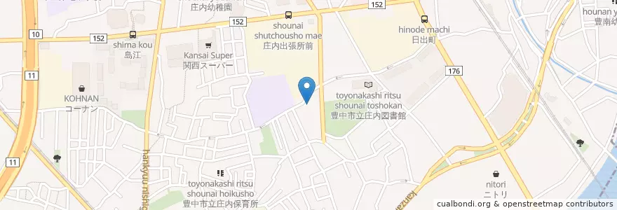 Mapa de ubicacion de 豊中大黒郵便局 en 日本, 大阪府, 豊中市.