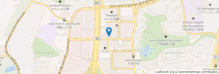 Mapa de ubicacion de 豊中市立千里図書館 en اليابان, أوساكا, 豊中市.