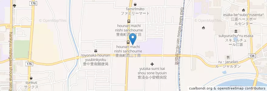 Mapa de ubicacion de 豊中市立高川図書館 en Япония, Осака.