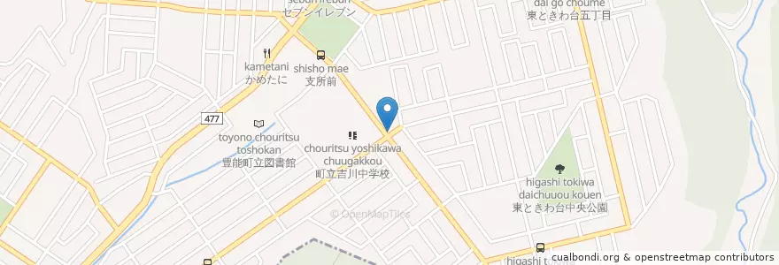 Mapa de ubicacion de 豊能東ときわ台郵便局 en اليابان, أوساكا, 豊能郡, 豊能町.