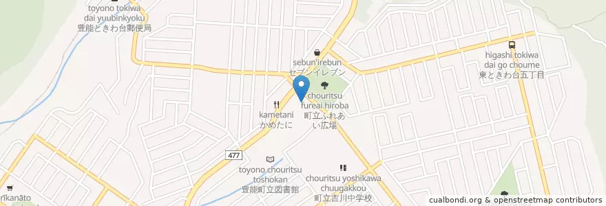 Mapa de ubicacion de 豊能町消防本部 en Japão, 大阪府, 豊能郡, 豊能町.
