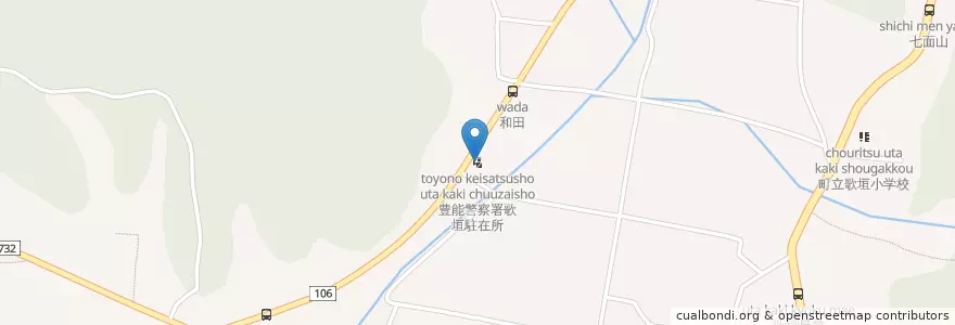 Mapa de ubicacion de 豊能警察署歌垣駐在所 en 日本, 大阪府, 豊能郡, 能勢町.