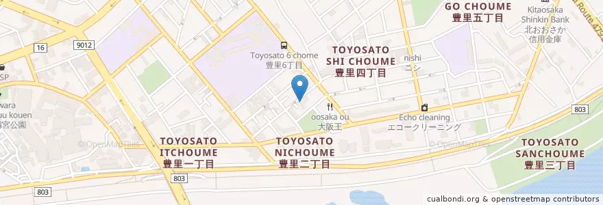 Mapa de ubicacion de 豊里幼稚園 en Japan, Osaka Prefecture, Osaka, Higashiyodogawa Ward, Asahi Ward.