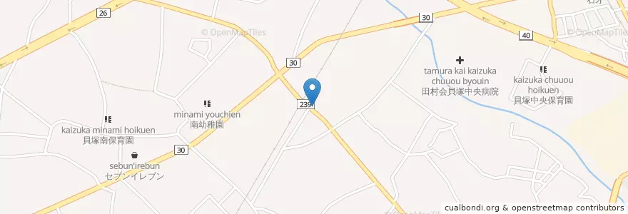 Mapa de ubicacion de 貝塚橋本郵便局 en Japon, Préfecture D'Osaka, 貝塚市.