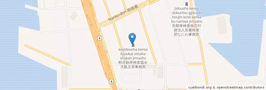 Mapa de ubicacion de 軽自動車検査協会大阪主管事務所 en Japão, 大阪府, 大阪市, 住之江区.