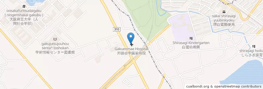 Mapa de ubicacion de 邦徳会学園前病院 en Japan, 大阪府, 堺市, 東区.