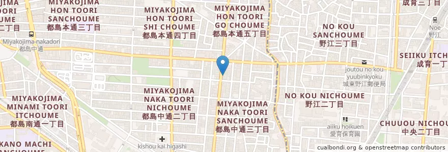Mapa de ubicacion de 都島中通三郵便局 en 일본, 오사카부, 오사카, 都島区.