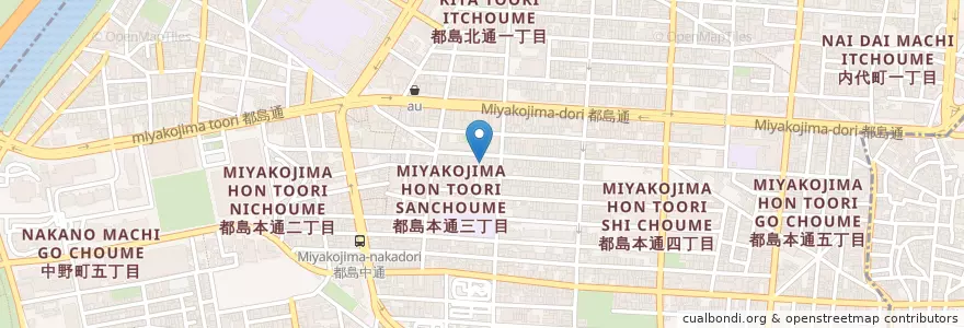 Mapa de ubicacion de 都島第二乳児保育センター en 日本, 大阪府, 大阪市, 都島区.